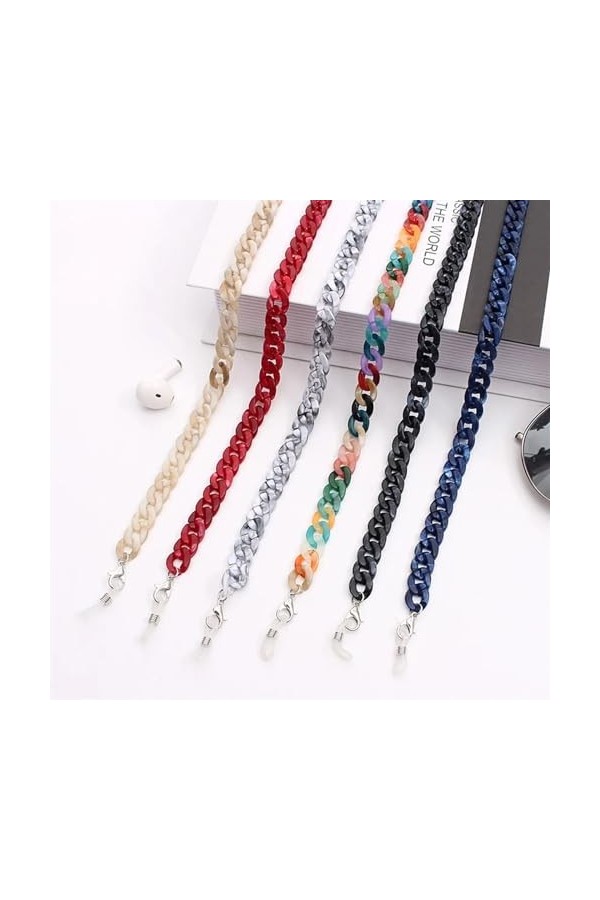 Chaîne de lunettes en acrylique, chaînes de cou, lanière pendentif, porte-masque, cordes for femmes, accessoires de cordon C