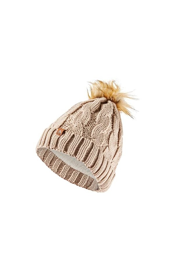 GM Apparel Bonnet dhiver à pompons en tricot torsadé pour femme avec doublure en polaire isolante thermique, rose, taille un