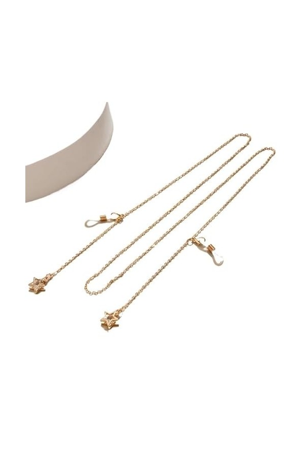 DUNSBY Chainette de Lunettes Chaînes de lunettes de soleil en cristal, porte-chaîne ronde en perles, lanière de lunettes, bij