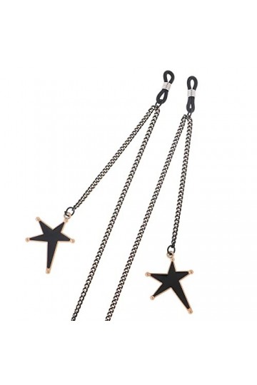 ORLTL chaîne de Lunettes Sangle Chaînes De Lunettes for Femmes Noir Étoile Pendentif Collier en Métal Élégant Lunettes De Ret