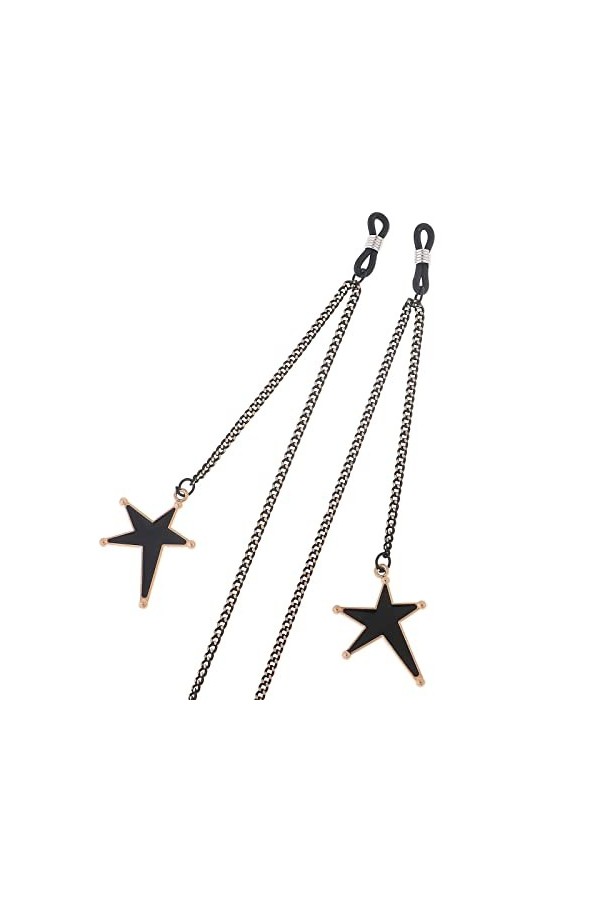 ORLTL chaîne de Lunettes Sangle Chaînes De Lunettes for Femmes Noir Étoile Pendentif Collier en Métal Élégant Lunettes De Ret