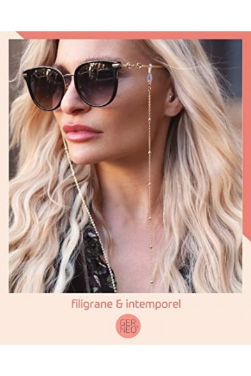 GERNEO® Tulum - Chaîne de lunettes et cordon de lunettes de qualité supérieure en différentes couleurs - En or 18 carats ou a