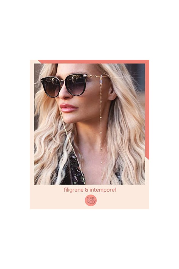 GERNEO® Tulum - Chaîne de lunettes et cordon de lunettes de qualité supérieure en différentes couleurs - En or 18 carats ou a