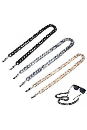 DUOHERESHUI Chaînes De Lunettes, 3 Pièces Chaîne à Lunettes Acrylique, Chaîne Lunettes Femmes, à Porter Autour Du Cou, Anti-D