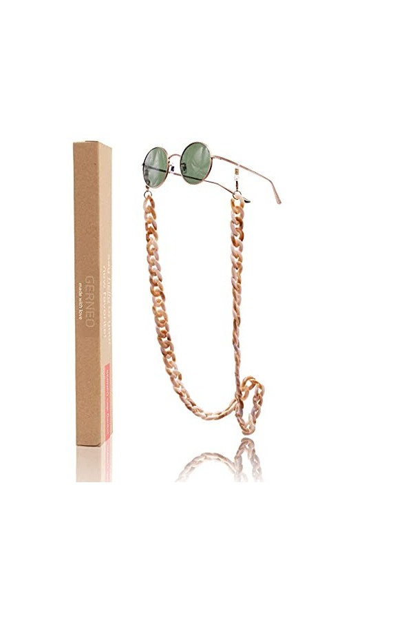 GERNEO® - Havane - Chaîne à lunettes acrylique - résistant à la corrosion - chaîne de lunettes de haute qualité et sangle pou