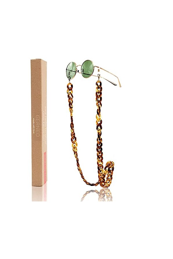GERNEO® - Havane - Chaîne à lunettes acrylique - résistant à la corrosion - chaîne de lunettes de haute qualité et sangle pou