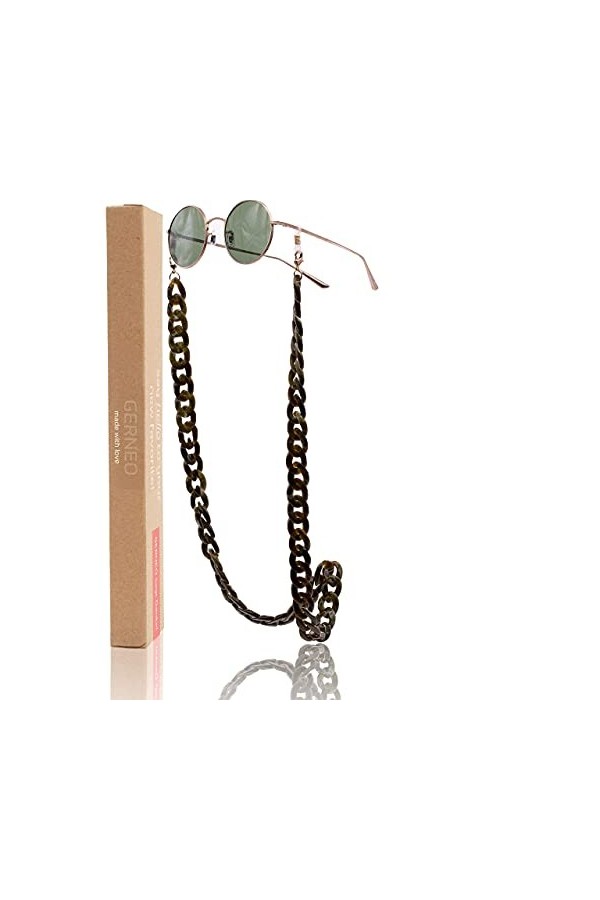 GERNEO® - Havane - Chaîne à lunettes acrylique - résistant à la corrosion - chaîne de lunettes de haute qualité et sangle pou