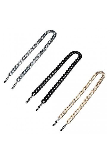 Zhenp 3 Pièces Lunettes Chaînes Acrylique, 75cm/29,53, Chaîne de Lunettes Réglable, avec Boucles en Silicone, Support de Ch