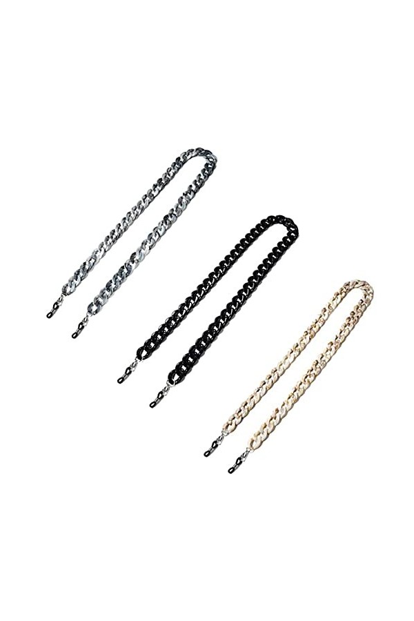 Zhenp 3 Pièces Lunettes Chaînes Acrylique, 75cm/29,53, Chaîne de Lunettes Réglable, avec Boucles en Silicone, Support de Ch