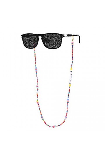 KELITCH Heishi Lunettes Perlées Chaîne Cordons Chaîne Smiley Lunettes De Soleil Chaîne Porte-Lunettes Sangle Cordons De Reten