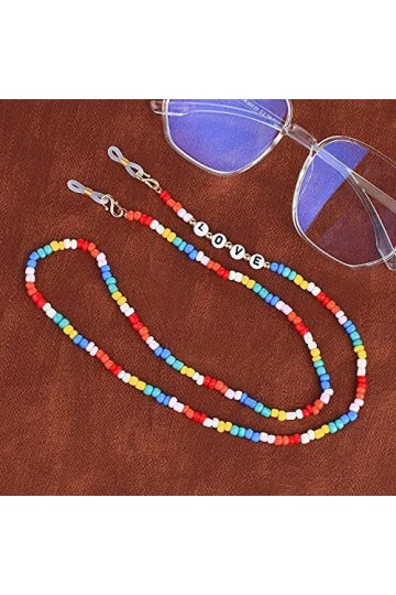 KELITCH Porte-Lunettes De Soleil Retenues De Sangle Perles Miyuki Cordons De Chaîne De Lunettes Colliers De Lunettes Chaîne D