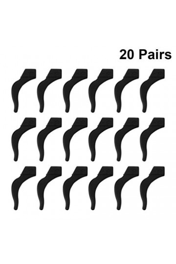 iplusmile Lot de 20 paires de poignées en silicone antidérapantes pour lunettes de soleil Noir Noir 4,2 x 2,3 cm