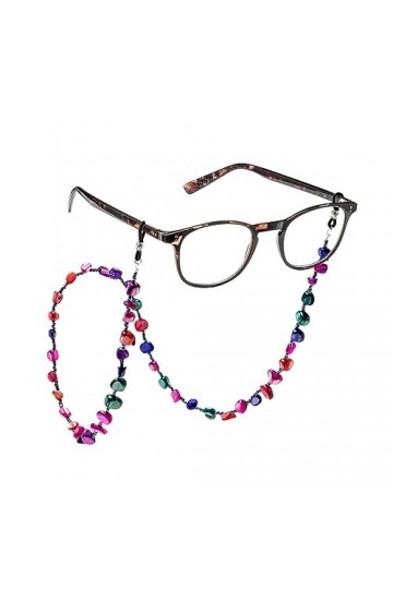 FEFI - Chaîne de lunettes MIA avec nacre véritable teintée et perles de verre - pour lunettes de soleil, lunettes de lecture 