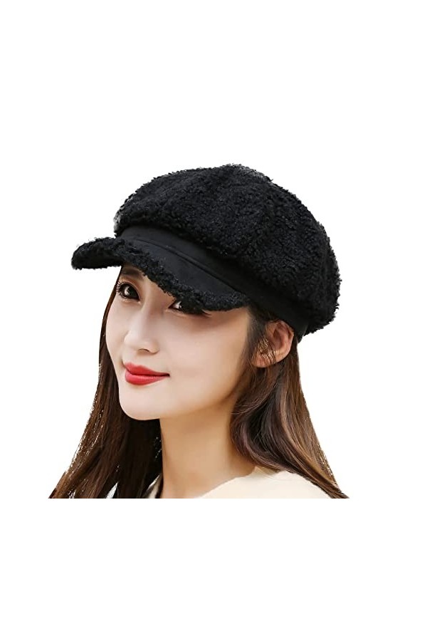 Béret en laine de style français pour femme - Classique et solide - Casquette à visière chic pour lhiver et lautomne - Tend