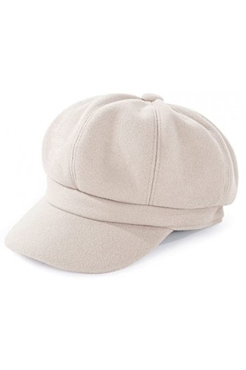 KharmLaddy Chapeau Newsboy dhiver octogonale pour femme, Beige, taille unique