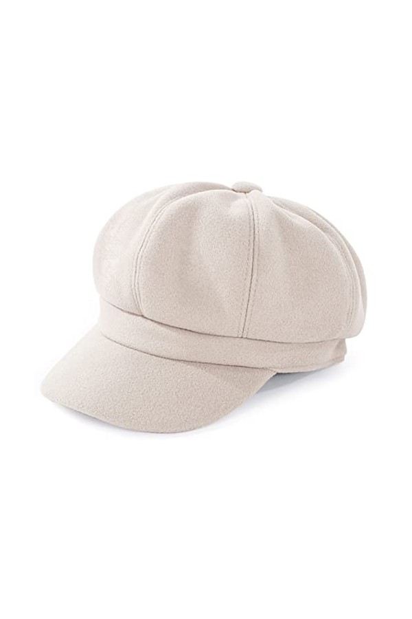 KharmLaddy Chapeau Newsboy dhiver octogonale pour femme, Beige, taille unique