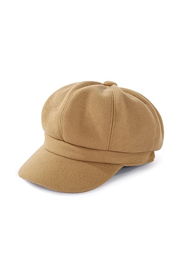 KharmLaddy Chapeau Newsboy dhiver octogonale pour femme, Beige, taille unique