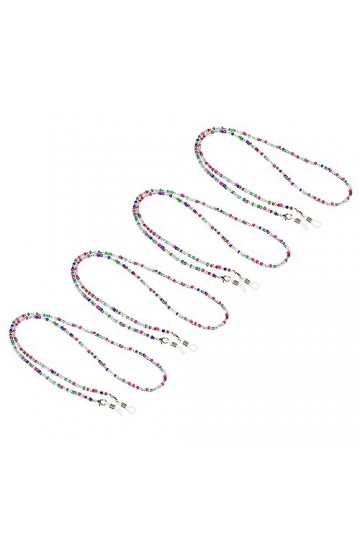 PATIKIL Lot de 4 chaînes de support de lunettes réglables pour lunettes de soleil - Cordon de cou en perles - Pour homme et f