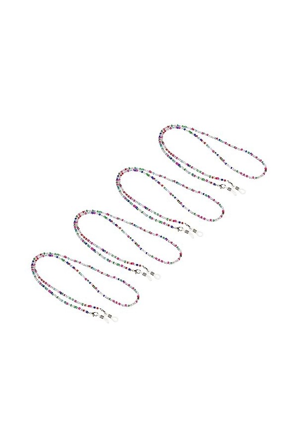 PATIKIL Lot de 4 chaînes de support de lunettes réglables pour lunettes de soleil - Cordon de cou en perles - Pour homme et f