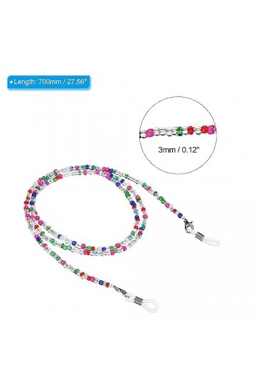 PATIKIL Lot de 4 chaînes de support de lunettes réglables pour lunettes de soleil - Cordon de cou en perles - Pour homme et f