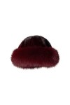 BeFur Bonnet dhiver pour femme avec bord renard en fourrure véritable, Bordeaux, Taille unique