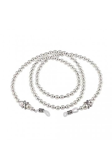 HczIon Chaîne Lunettes 2 Pièces De Chaîne De Verres Perles Accessoires De Chaîne De Lunettes Cordon Anti Chute,Blanc
