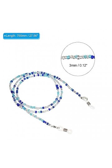 PATIKIL Lot de 4 chaînes de support de lunettes réglables pour lunettes de soleil - Cordon de cou en perles - Pour homme et f