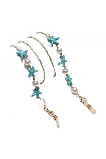 HczIon Chaîne Lunettes 2 Pièces De Colliers En Perle D’Or Faites À La Main Chaîne,Chaîne De Masque,Cordon De Lunettes Antidér