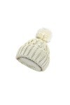 Andiker Bonnet dhiver avec polaire, bonnet à pompons en tricot torsadé pour femme et fille, beige, taille unique