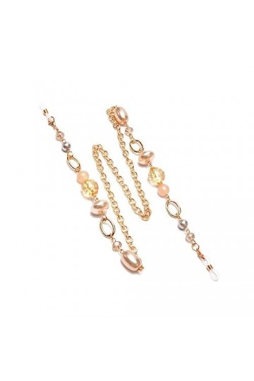 HczIon Chaîne Lunettes 2 Pièces Verres Chaîne Verres Perles Chaîne Verres Goutte De Cordon,Couleur Champagne