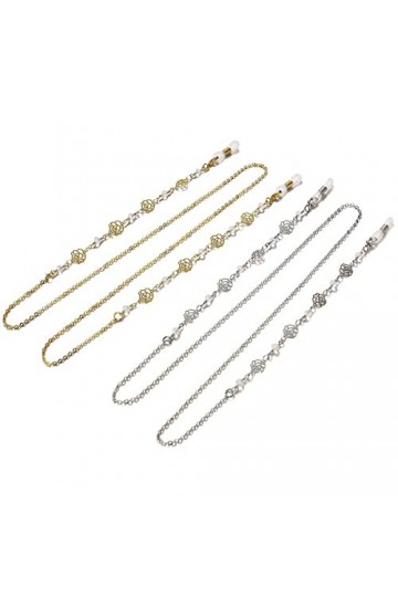 HOOENG Chaînes Lunettes lanière for Femmes 2 pièces rétro Anti-dérapant chaîne de Cou élégant Lunettes chaîne Porte-chaîne