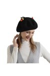 Zasy Femmes Chapeau dhiver Classique Béret en Laine Bonnet Français Casquette en Feutre À La Main Baie Os de Chiot