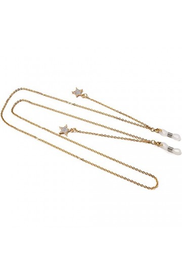 DNLKWGO Chaîne de lunettes de soleil décorée avec des pentagrammes de qualité supérieure pour femme, doré, taille unique