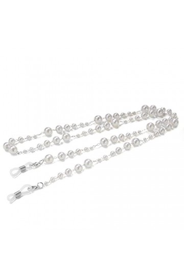 DNLKWGO Chaîne de lunettes élégante pour femme avec perles dimitation, Argenté., taille unique