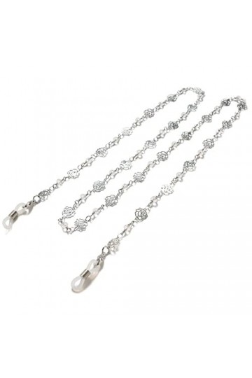 DNLKWGO Chaîne de lunettes en métal élégante pour femme - Style rose, Argenté., taille unique