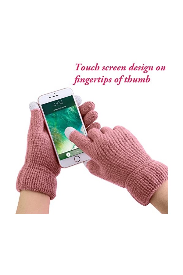 ANECO Ensemble bonnet et gants dhiver en tricot chaud pour homme et femme - Bonnet extensible doux et moufles