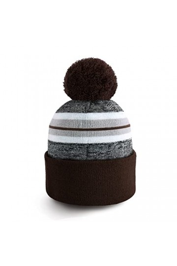 CHOK.LIDS Nouvelle Version de Bonnets dhiver à Rayures en Tricot Fin Marron 