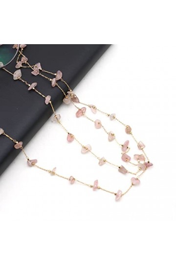 Pierre Naturelle Lunettes Chaîne Mode Nouveau Gravier Rose Quartz Charme Lecture Lunettes De Soleil Lanière Sangle Collier Lu