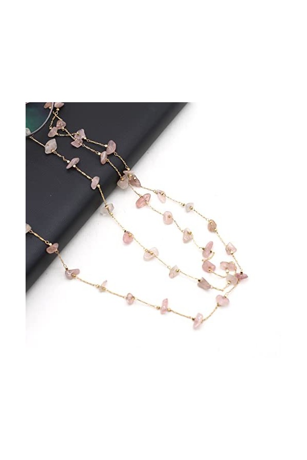 Pierre Naturelle Lunettes Chaîne Mode Nouveau Gravier Rose Quartz Charme Lecture Lunettes De Soleil Lanière Sangle Collier Lu