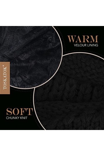 TOSKATOK Bonnet dhiver en Tricot Souple et Chaud pour Femme avec Bonnet de Ski à Doublure Thermique en Velours Supersoft