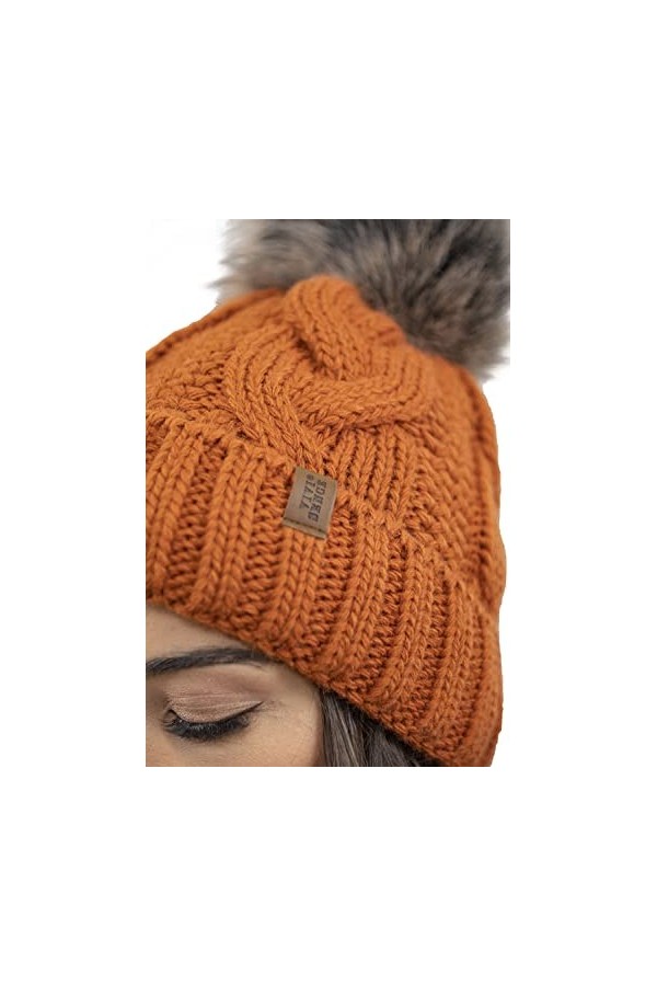 VIVISENCE Filloo Bonnet Et Écharpe Ensemble dhiver 7014Kmpl, Orange,UNI