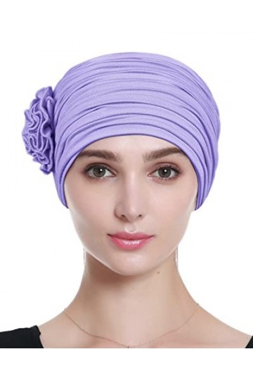 Alnorm Couvre-Chef Chimio en Bambou pour Femme Léger pour lhiver Violet Clair