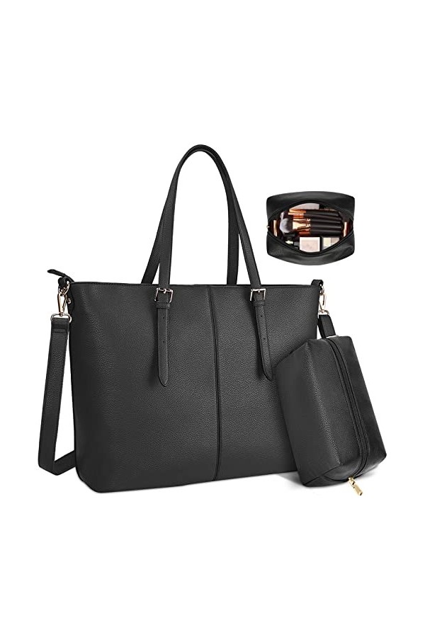 Sac Cabas Femmes Sac à Main en PU Cuir Sac de Cours Sac Ordinateur Portable 15.6 inch Grand Imperméable Sac Bandoulière Voyag