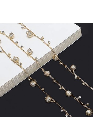 HOOENG Lunettes Sangle Lunettes chaînes for Femmes métal Anti-dérapant Masque chaînes Mode Lunettes de Soleil Sangles Porte-L