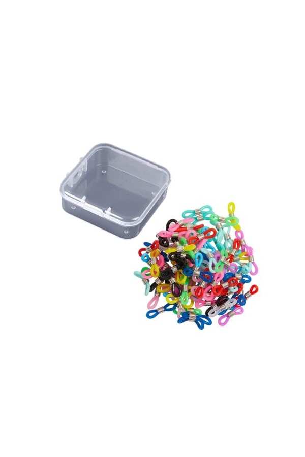 Vokowin Lot de 120 embouts de chaîne de lunettes en silicone réglables et antidérapants, 21 x 4,5 mm, couleur aléatoire K73-