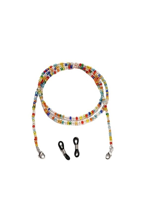 Chaîne de lunettes, perles rétro, lunettes de soleil, cordon de lunettes, sangle de cou Color : Orange, Size : 1 SIZE 