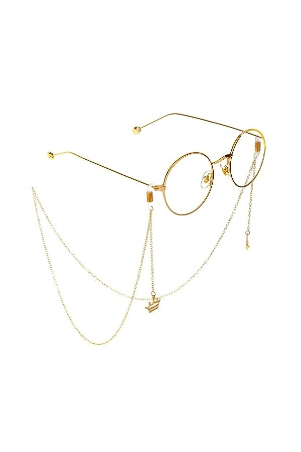 HczIon Chaîne Lunettes 2 Pièces De Cordon De Lunettes En Métal Antidérapant,Chaîne De Suspensions En Or,Accessoires Décoratif