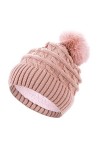 Sibba Bonnet dhiver à pompon pour femme avec doublure en polaire thermique avec pompon en fausse fourrure, Noir , taille uni