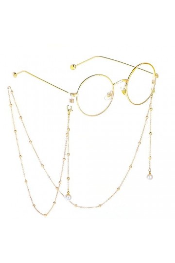 HczIon Chaîne Lunettes 2 Chaînes De Verres Perles Perles En Or Chaîne De Lunettes En Métal Chaîne Lunettes De Soleil Ornement