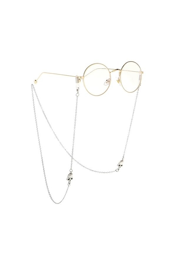 HczIon Chaîne Lunettes 2 Pièces De Chaîne De Lunettes En Argent Faites À La Main,Lunettes De Soleil,Accessoires De Lunettes D